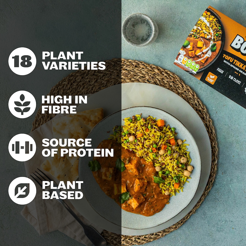 image 1 of BOSH! Tofu Tikka Masala with Spice Grain Medley 400g