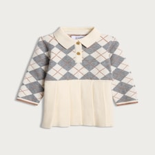 F&F x Samantha Faiers Argyle Knit Collared Dress in Grey Marl