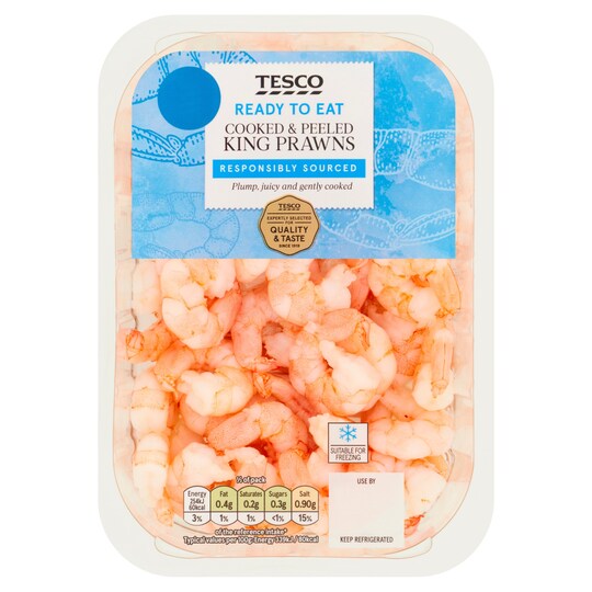 Tesco King Prawns Cooked & Peeled 250G Tesco Groceries
