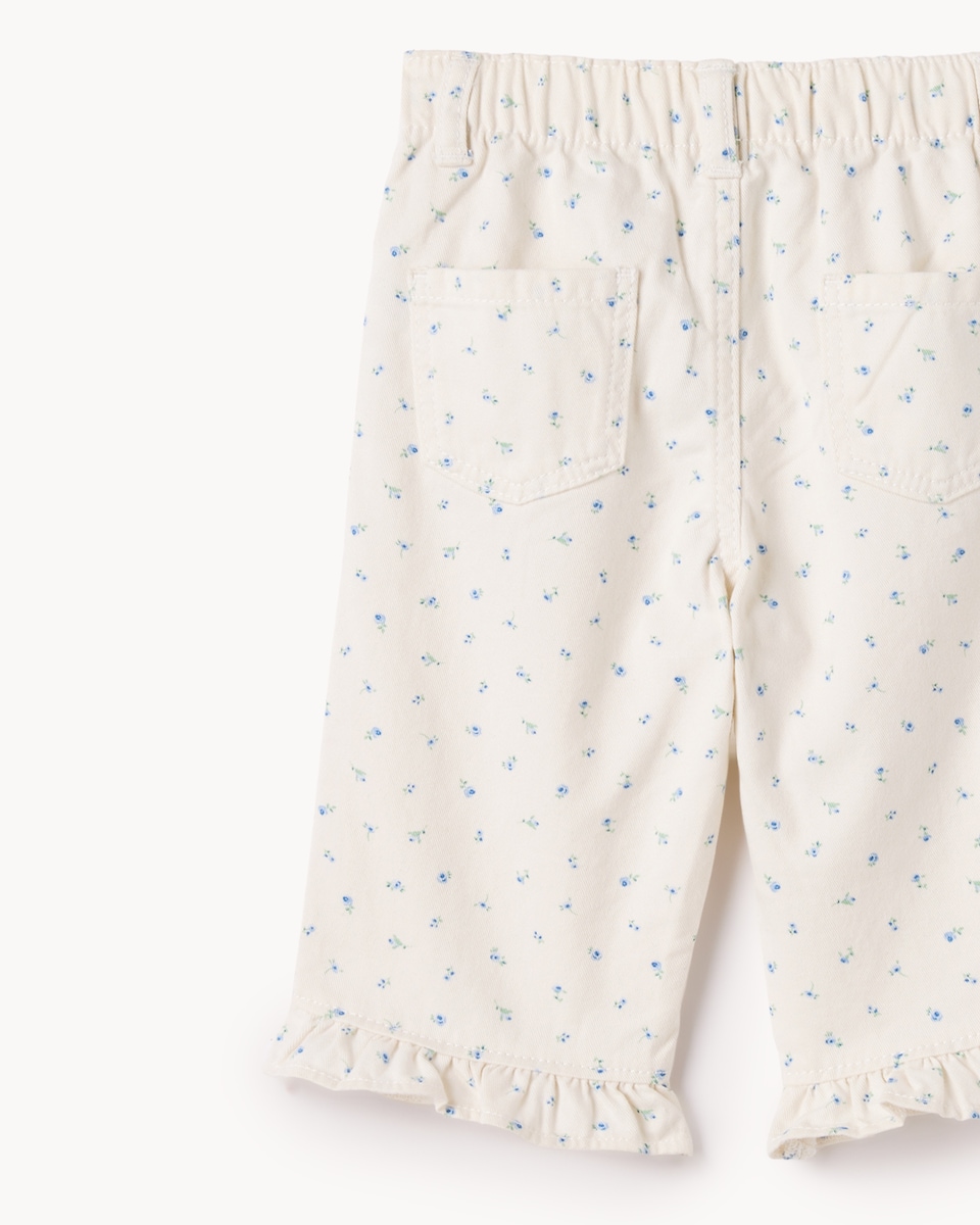 image 1 of F&F Baby 2-Piece Cotton Rich Heart Sweatshirt and Floral Trousers Set in Mint