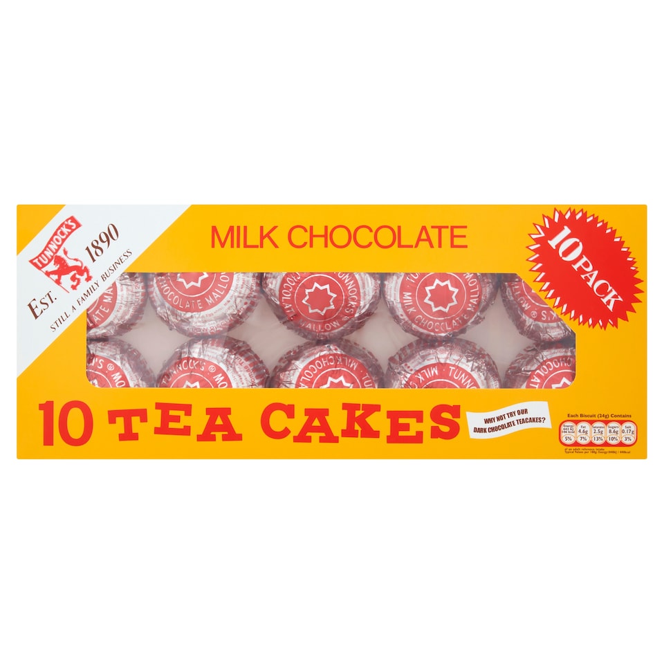 image 1 of Tunnocks Milk Chocolate Marshmallow Tea Cakes Biscuits Multipack, 10 Pack 275g