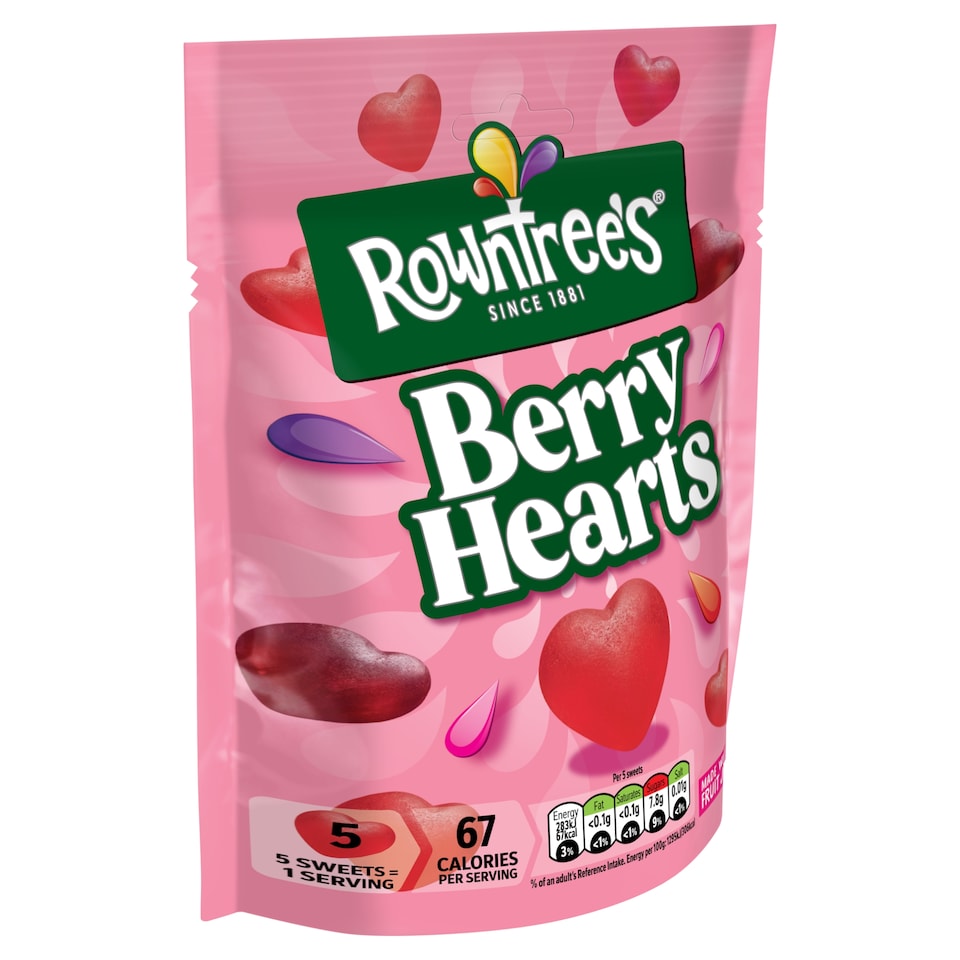image 1 of Rowntree's Berry Hearts Sweets Sharing Bag 115g