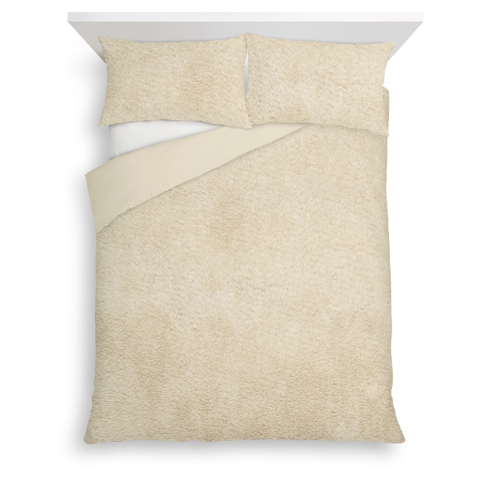 F&F Home Bedding Natural Faux Fur Duvet Set Super King