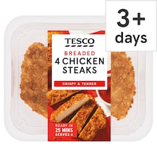 Tesco 4 Breaded Chicken Steaks 505g (C)
