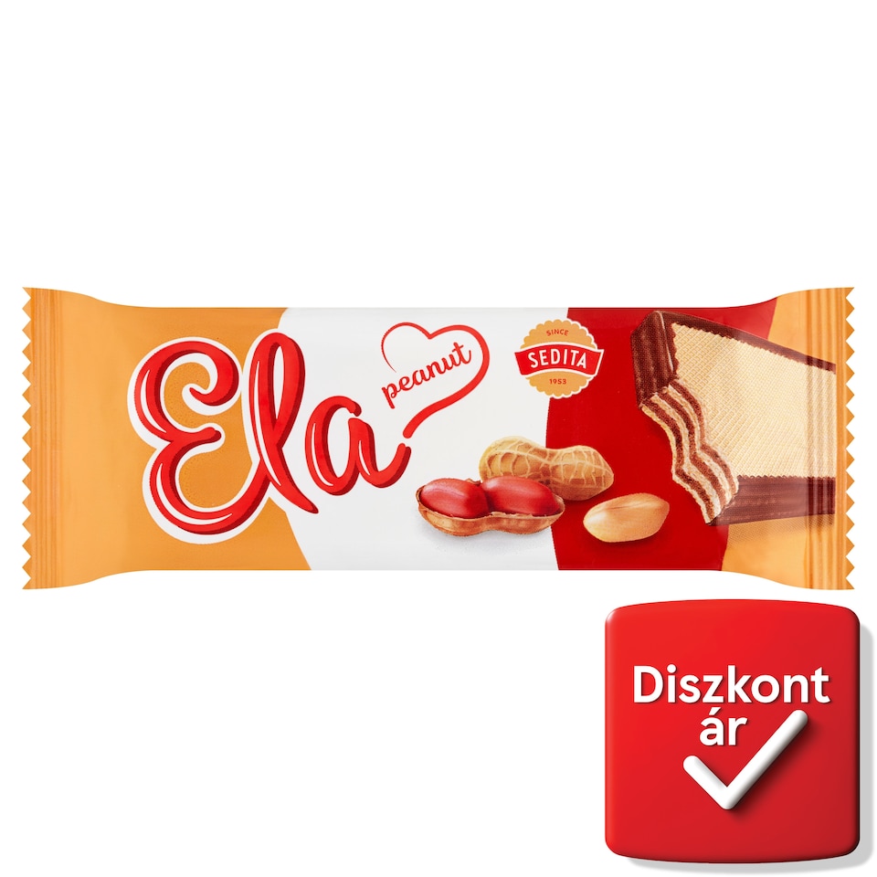 Sedita Ela szélein kakaós bevonómasszába mártott, földimogyorós krémmel töltött ostya 40 g  1. kép