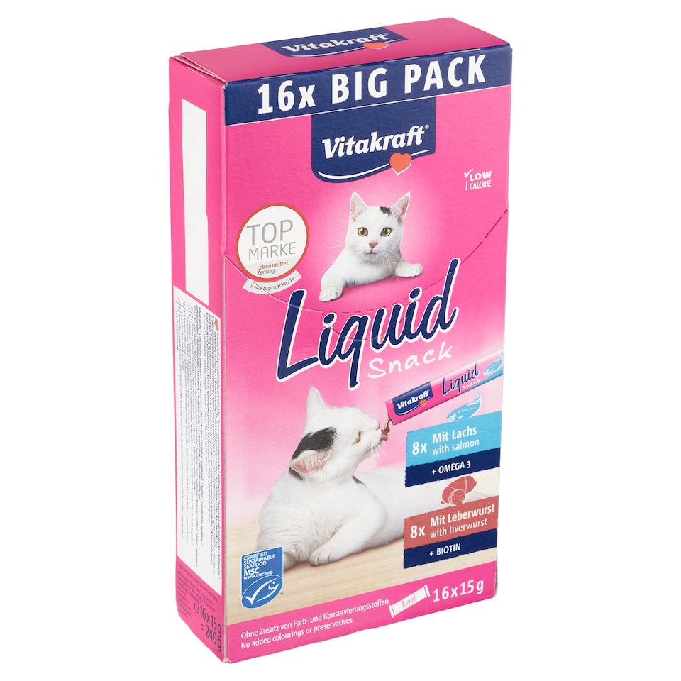 Vitakraft Liquid Snack doplňkové krmivo pro kočky 16 x 15g (240g)