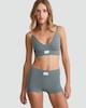 image 1 of F&F Ribbed Weekend Slogan Crop Top and Shorts Set in Green