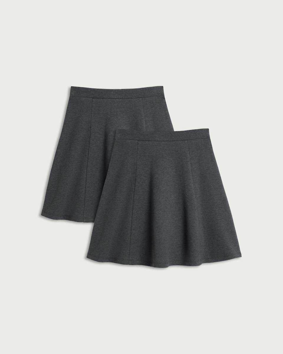 image 1 of F&F School Girls 2-Pack Cotton Rich Skirts in Grey
