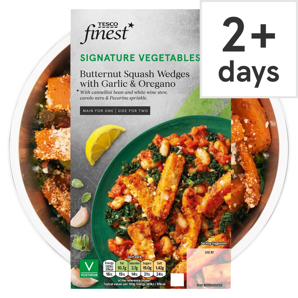 Tesco Finest Butternut Squash Wedges With Garlic & Oregano 400G Tesco