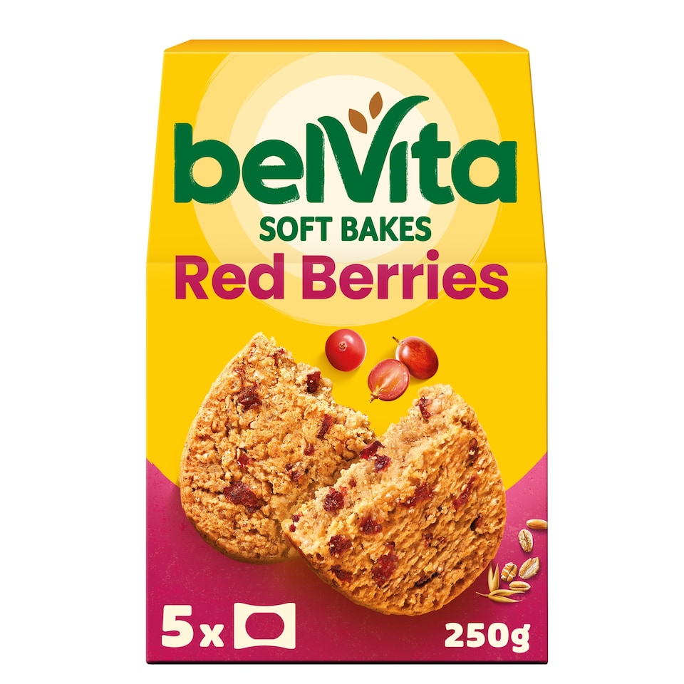 image 1 of Belvita Breakfast Soft Bakes Red Berries Cereal Snack Bars Pack 5 x 50g