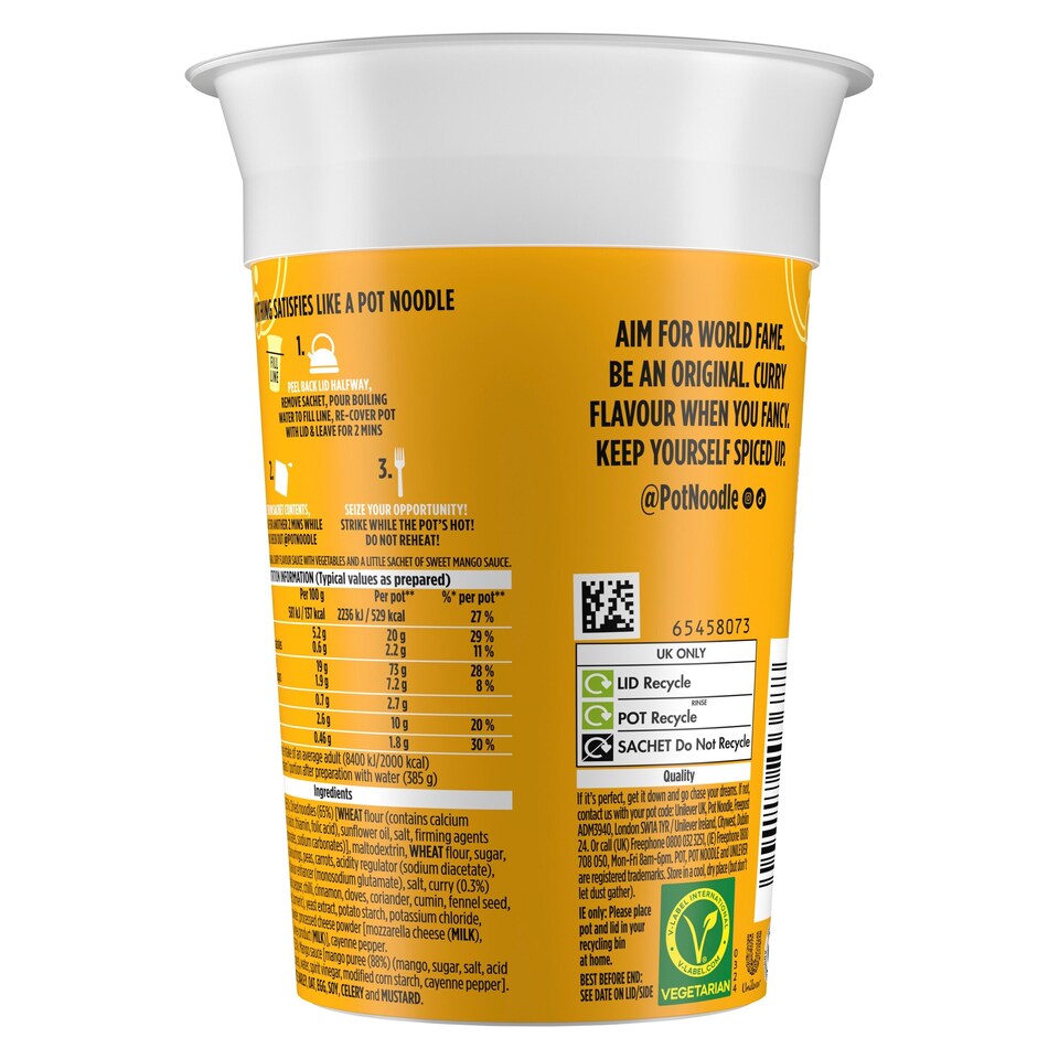 image 1 of Pot Noodle Original Curry Instant Noodles King Pot 114g