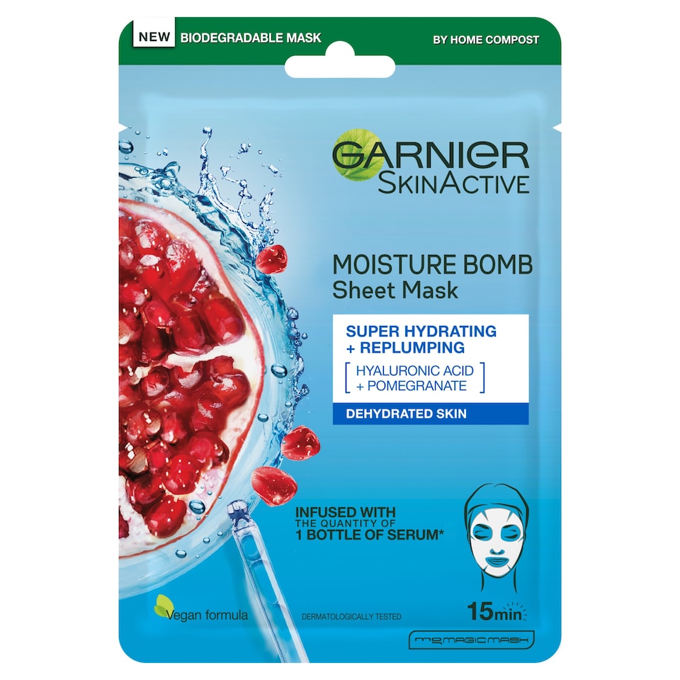 image 1 of Garnier Moisture Bomb Hydrating Face Mask Pomegranate