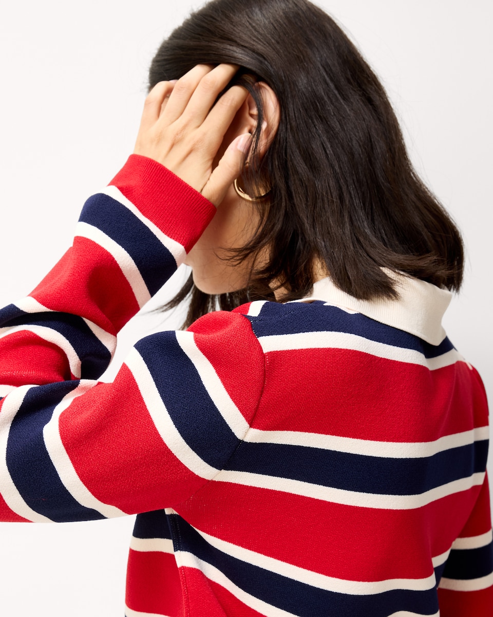 image 1 of F&F Striped Rugby Knitted Jumper in Multi Red