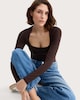 image 1 of F&F Polyamide Square Neck Long Sleeved Bodysuit in Chocolate