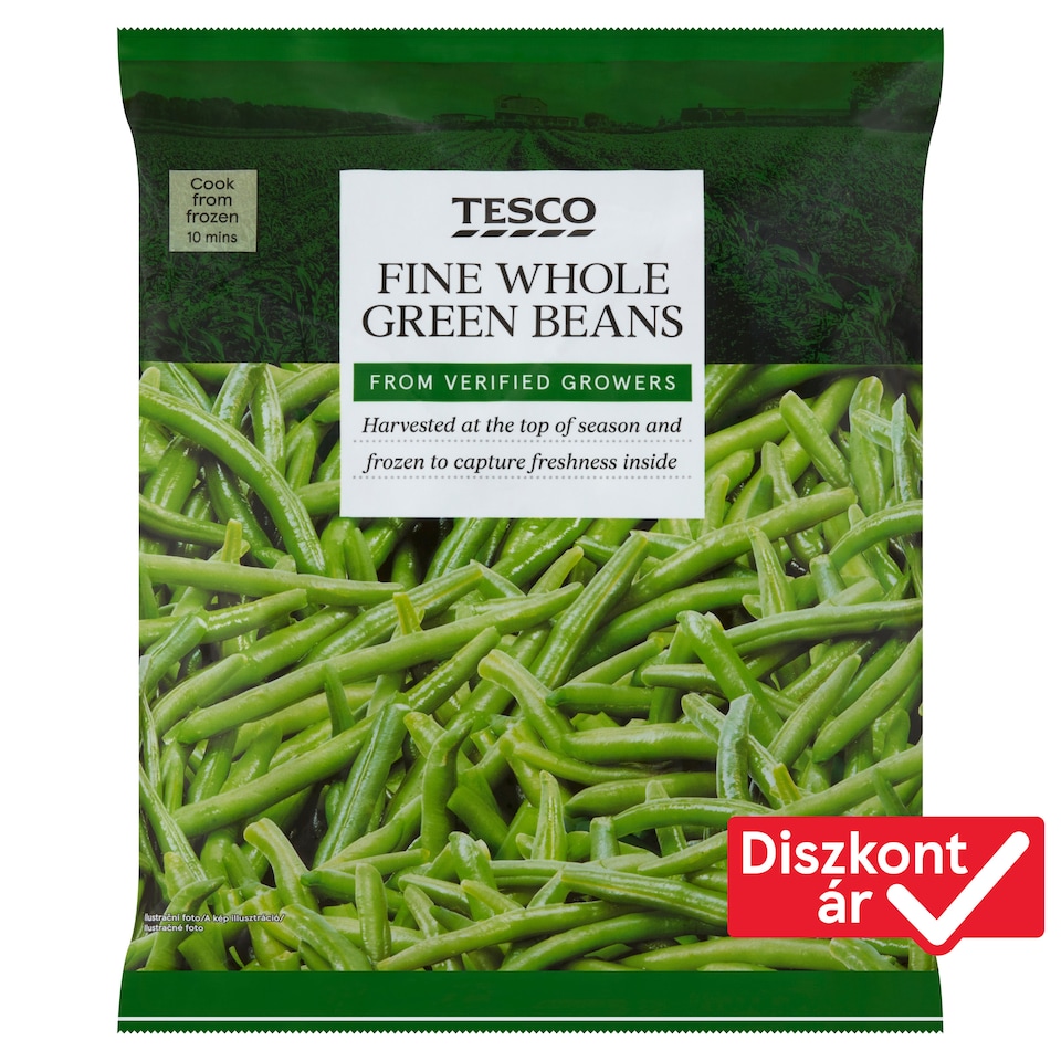 Tesco gyorsfagyasztott zöld hüvelyű egész zöldbab 450 g