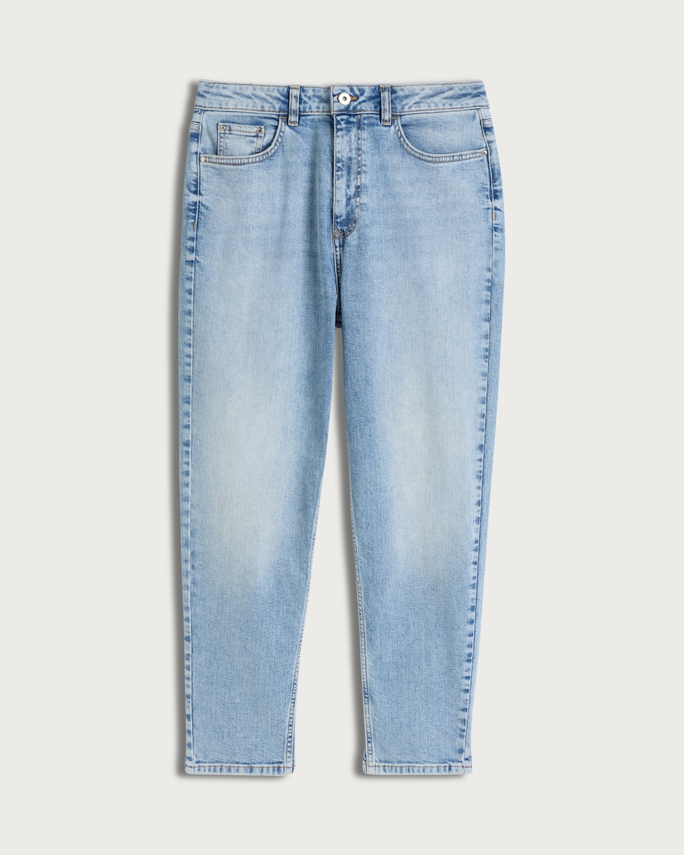 image 1 of F&F High Rise Slim Fit Mom Jeans in Blue