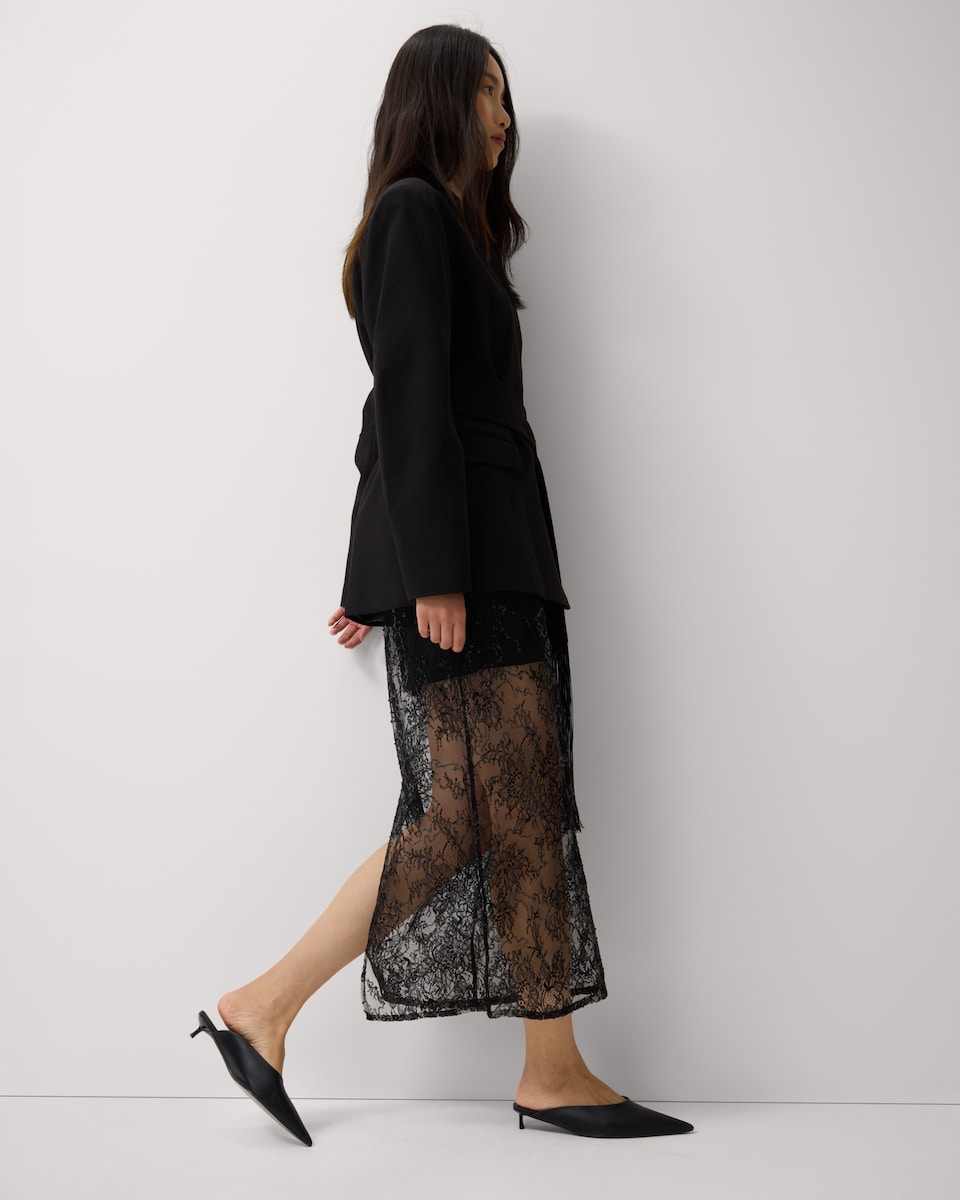 image 1 of F&F Sequin Lace Midi Skirt in Black