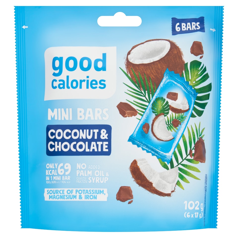 Obrázek 1 pro produkt Good Calories Datlové tyčinky s kokosem a čokoládou 6 x 17g (102g)