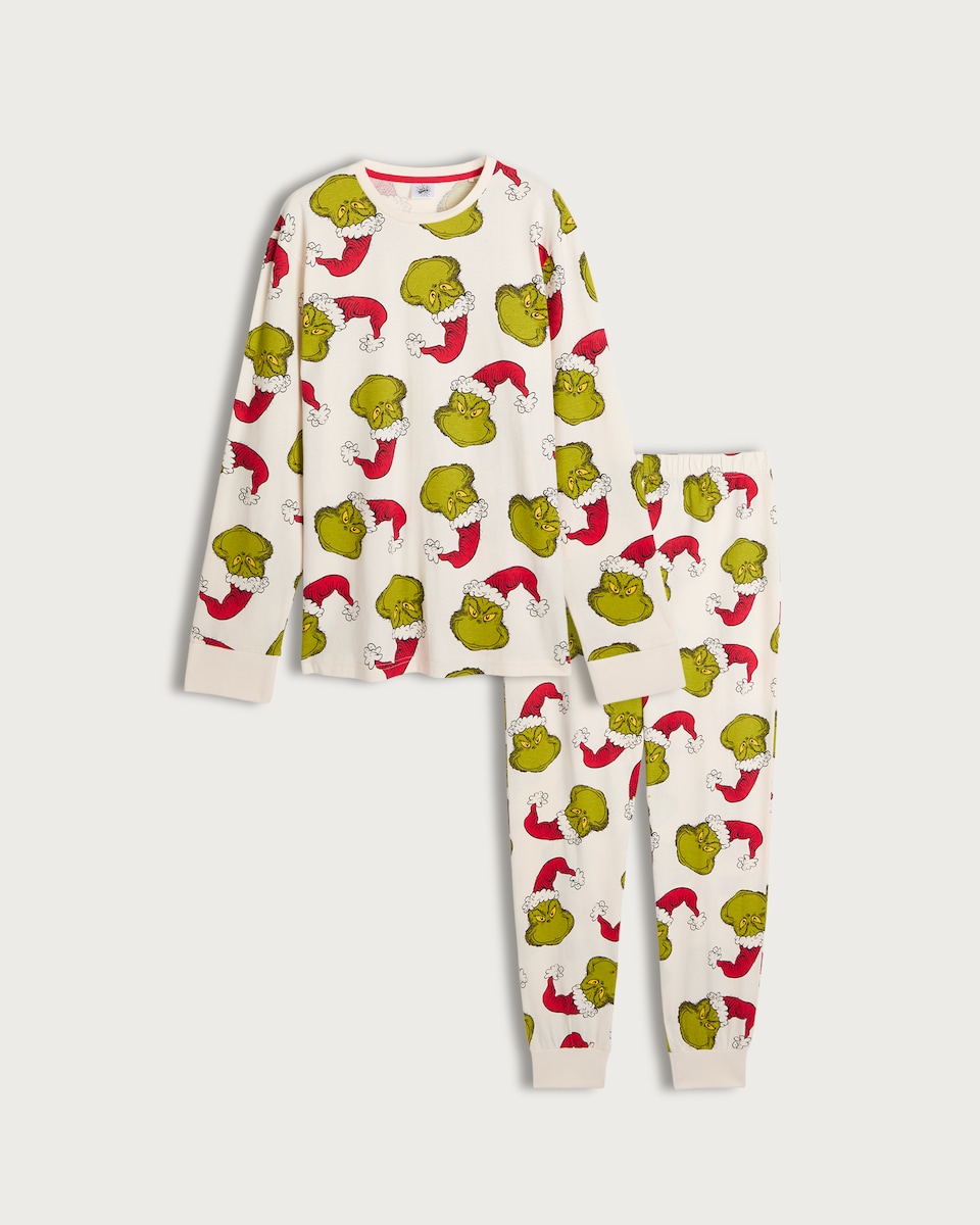 image 1 of The Grinch Matching Family Christmas Pyjamas in Stone