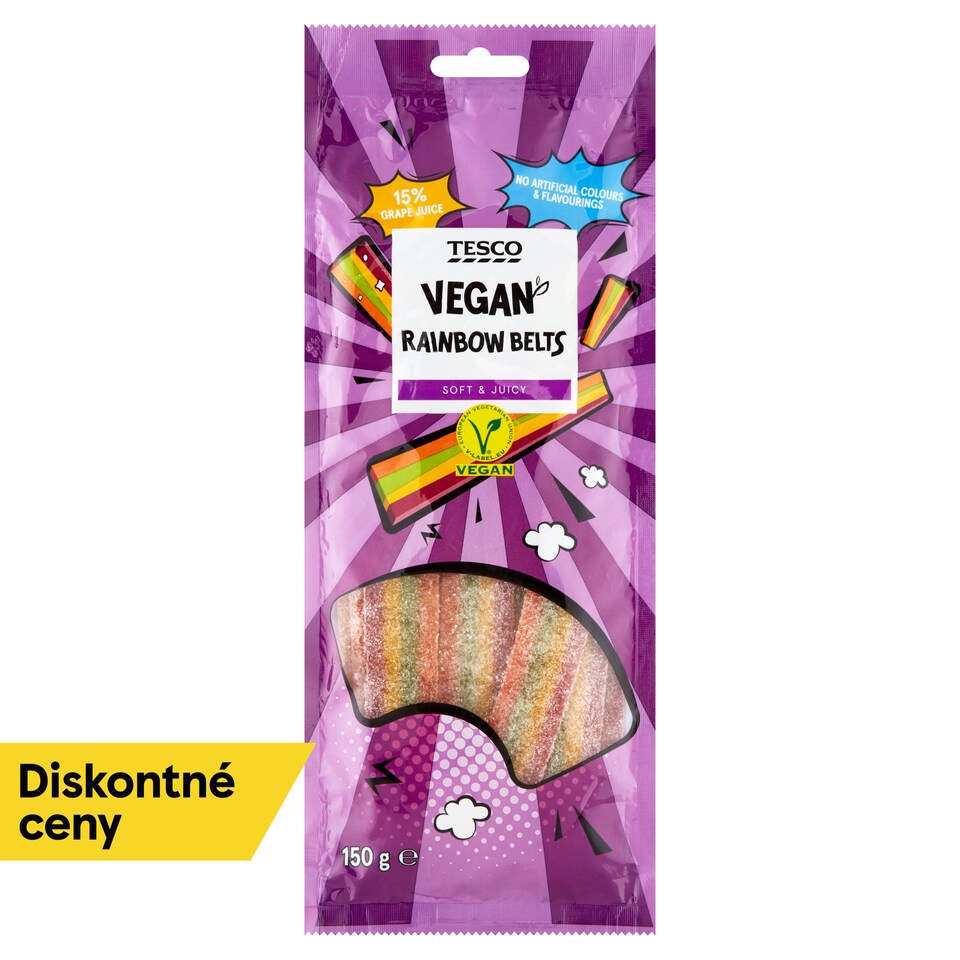 Tesco Vegan Rainbow Belts 150 g
