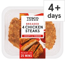 Tesco Breaded Chicken Steaks 4 Pack 505g
