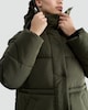image 1 of F&F Hooded Longline Shower Resistant Puffer Coat in Khaki