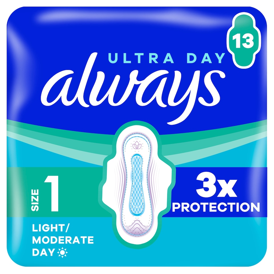 image 1 of Always Ultra Day Sanitary Towels Size 1 Normal with Wings 13 Pack