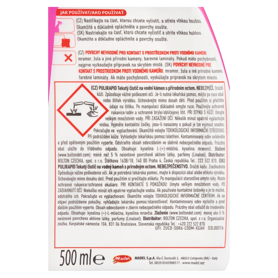 image 1 of Pulirapid Liquid Limescale Remover with Natural Vinegar 500 ml