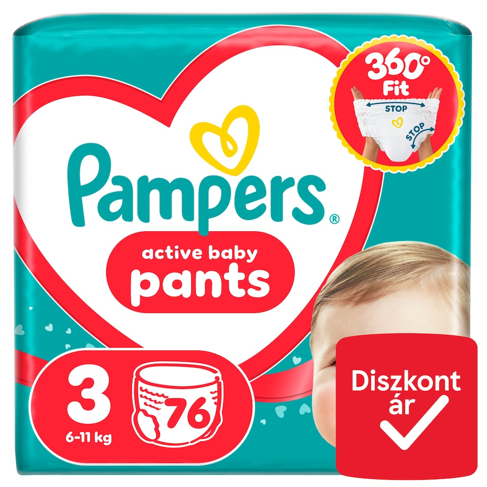 Pampers Active Baby Bugyipelenka, Méret: 3, 76 db Pelenka, 6kg-11kg  1. kép