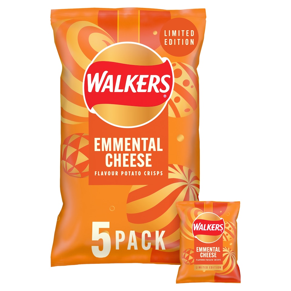 image 1 of Walkers Festive Emmental Cheese Multipack Crisps 5 x 25g