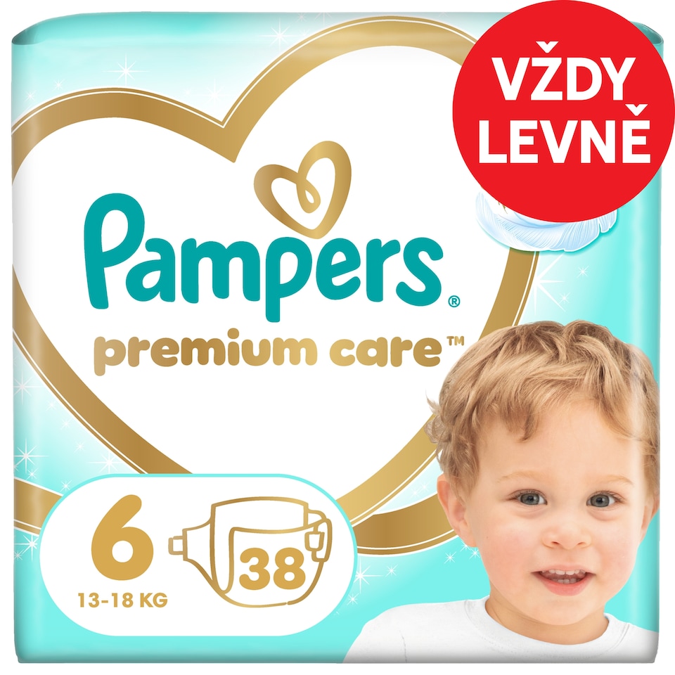 Obrázek 1 pro produkt Pampers Premium Care Velikost 6, 38 Dětské Plenky, 13kg-18kg