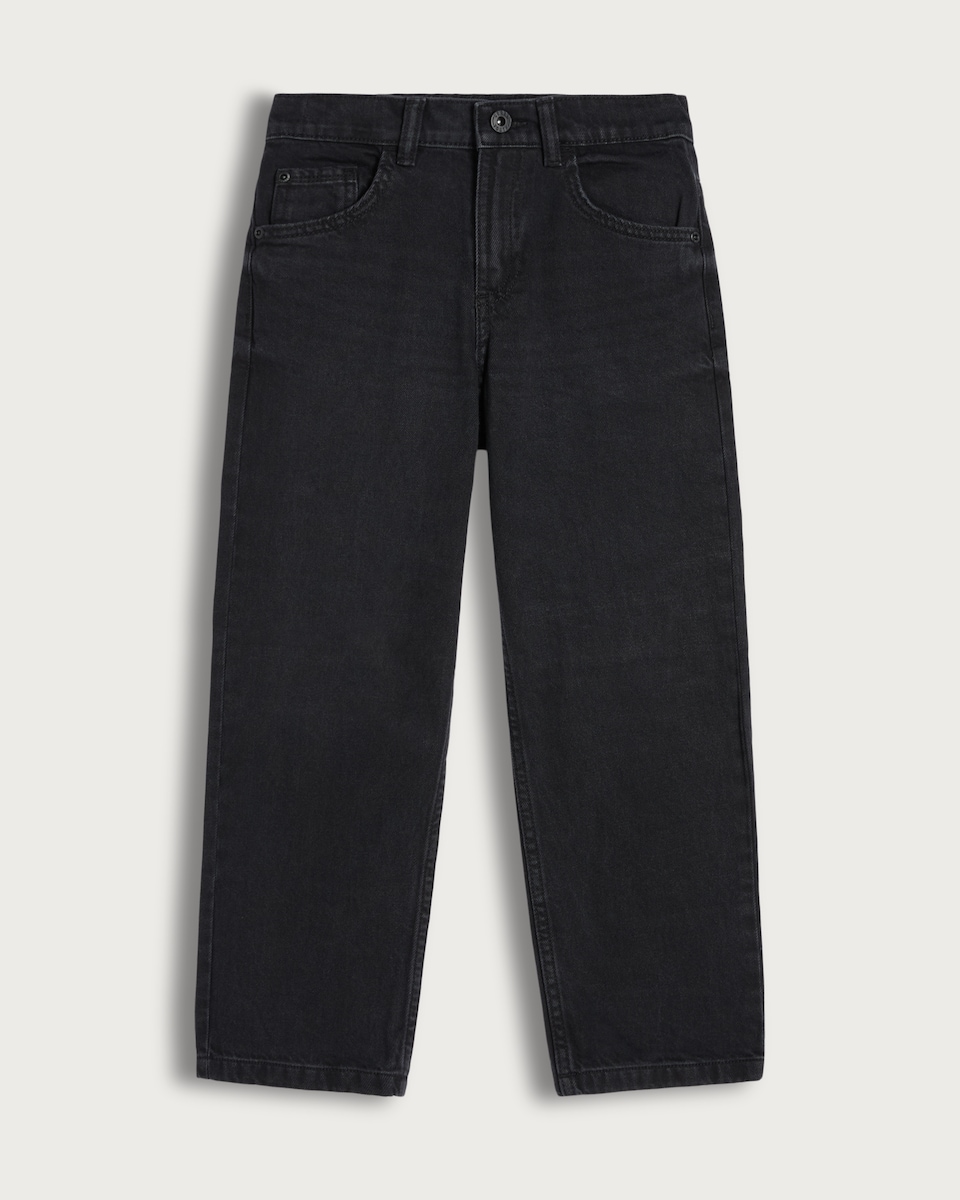 F&F Boys Pure Cotton Straight Leg Denim Jeans in Black