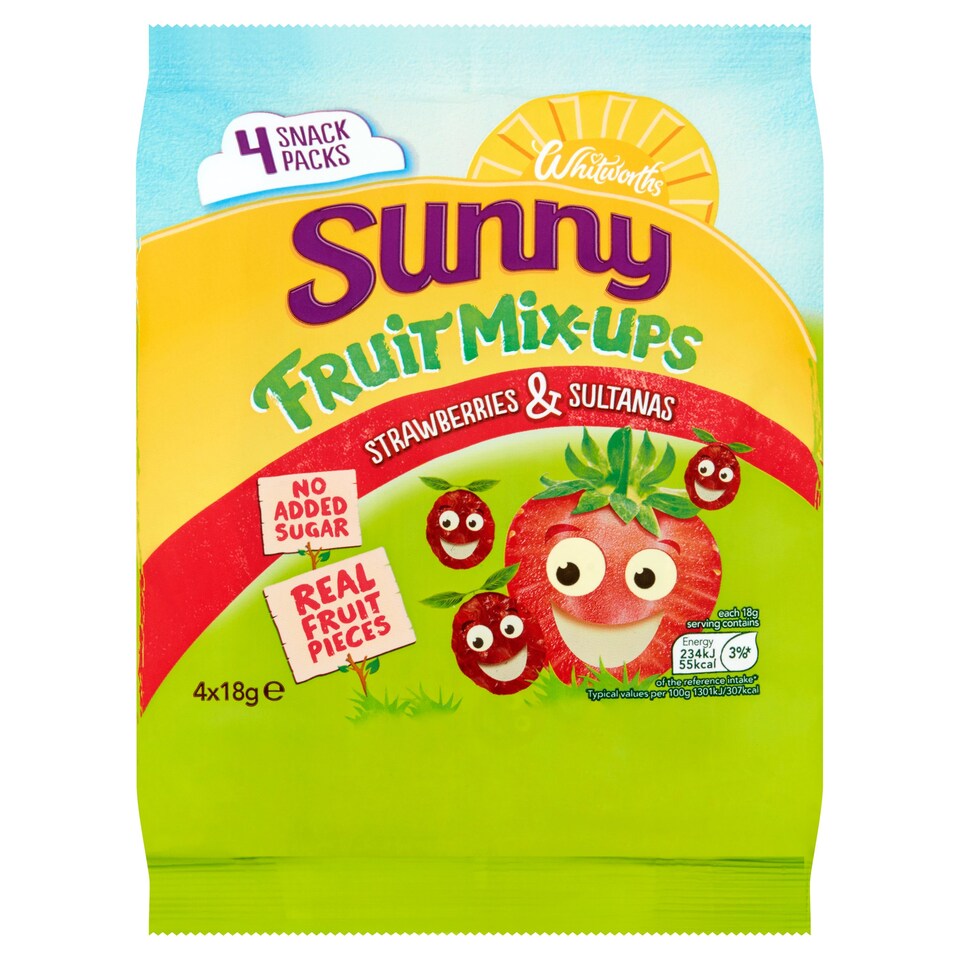 Whitworths Sunny Fruit Mix Ups Strawberry 4X18g Tesco Groceries