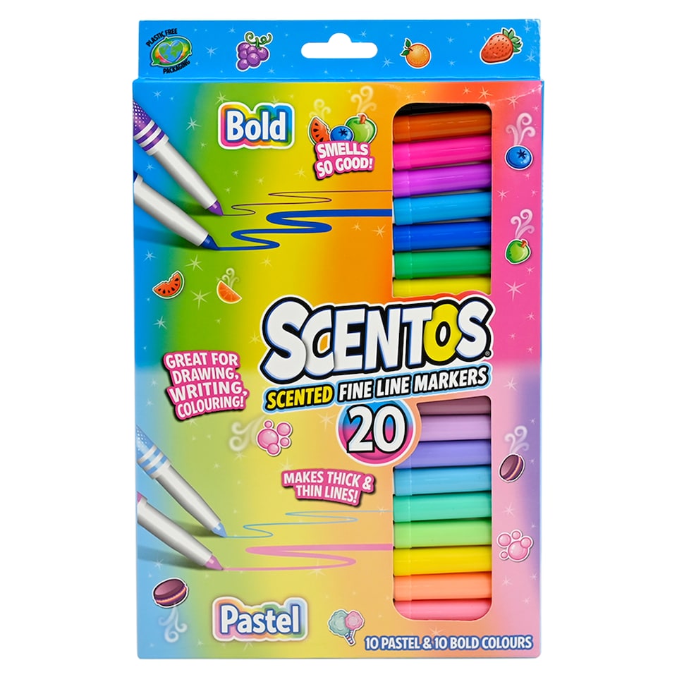 Scentos Fine Line Markers Bold & Pastel 20 pack
