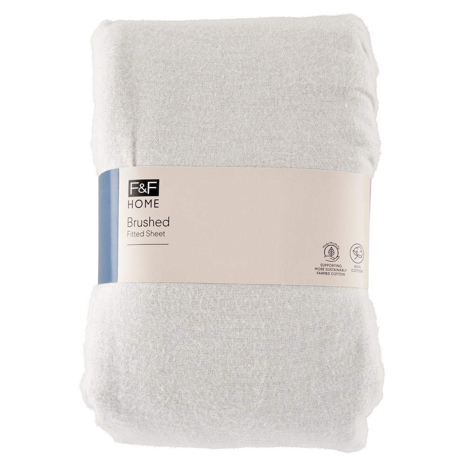 F&F Home Brushed Silver Fitted Sheet 220 x 200 x 25 cm