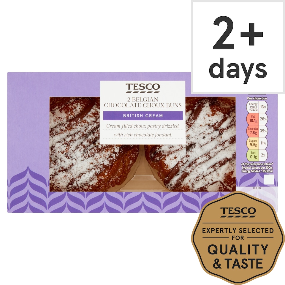 Tesco Chocolate Choux Buns 2 Pack