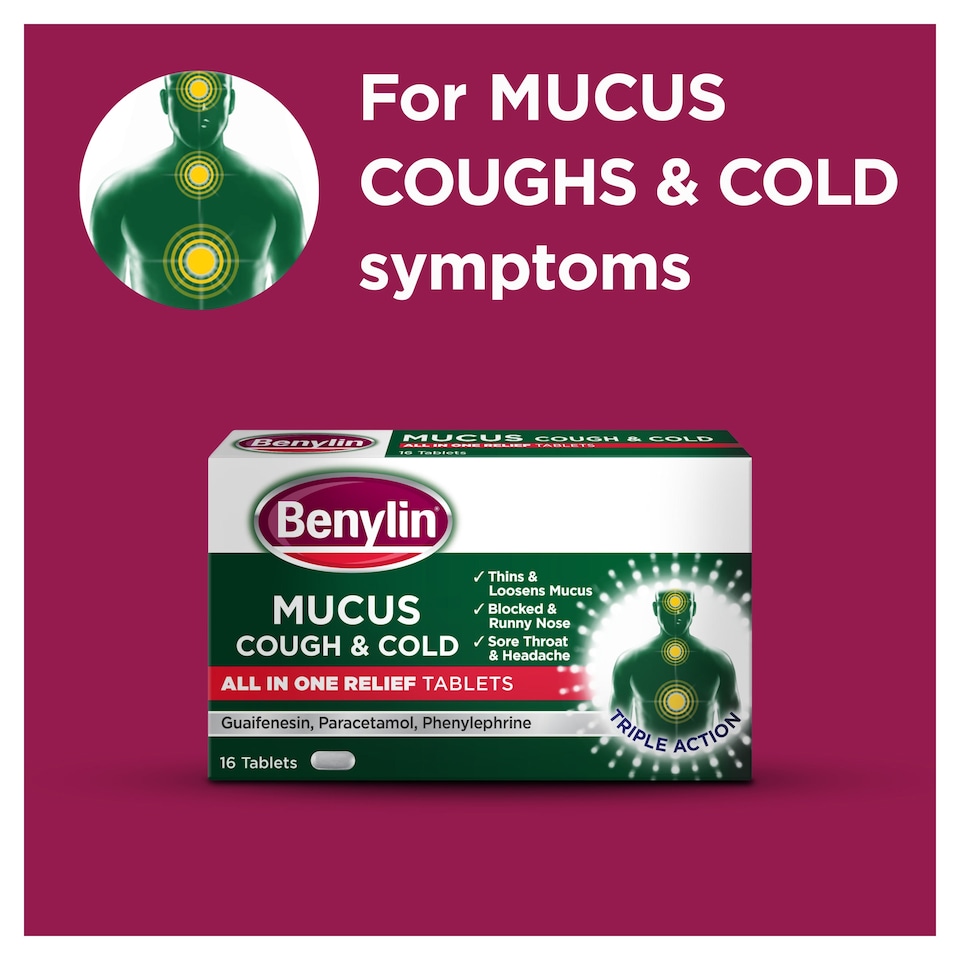 image 1 of Benylin Mucus Cough & Cold All In One Relief Tablets - 16s
