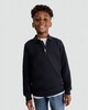 image 2 of F&F Boys Pure Cotton Waffle Textured Zip Polo Top in Navy