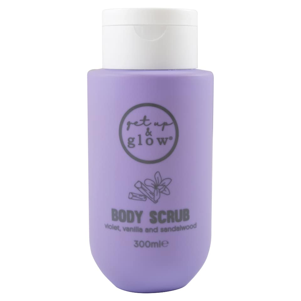 Get Up & Glow body scrub violet vanilla and sandalwood 300ml