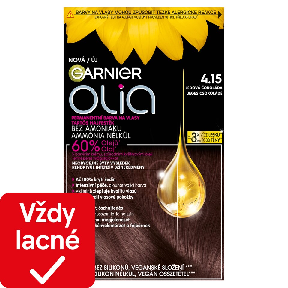 Garnier Olia permanentná farba na vlasy 4 .15 Ľadová čokoláda , 60 +60 +54 ml