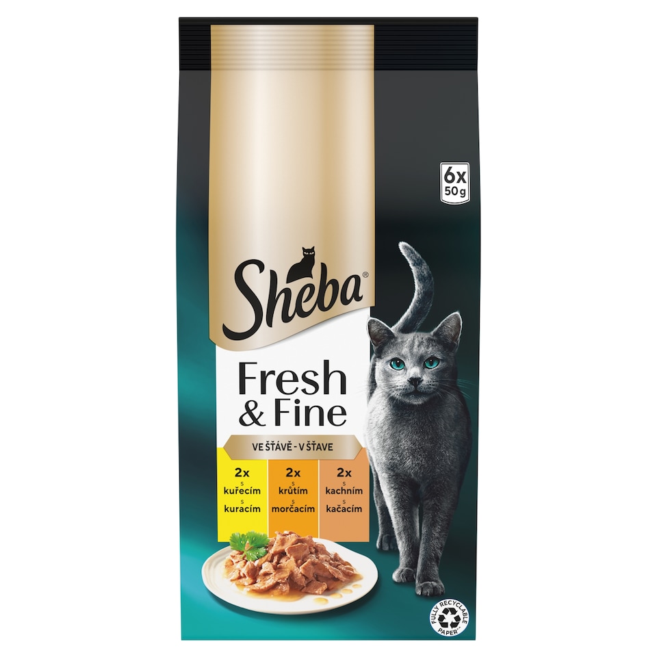 Sheba Fresh & Fine Complete Wet Food for Adult Cats in Juice 6 x 50g (300g)