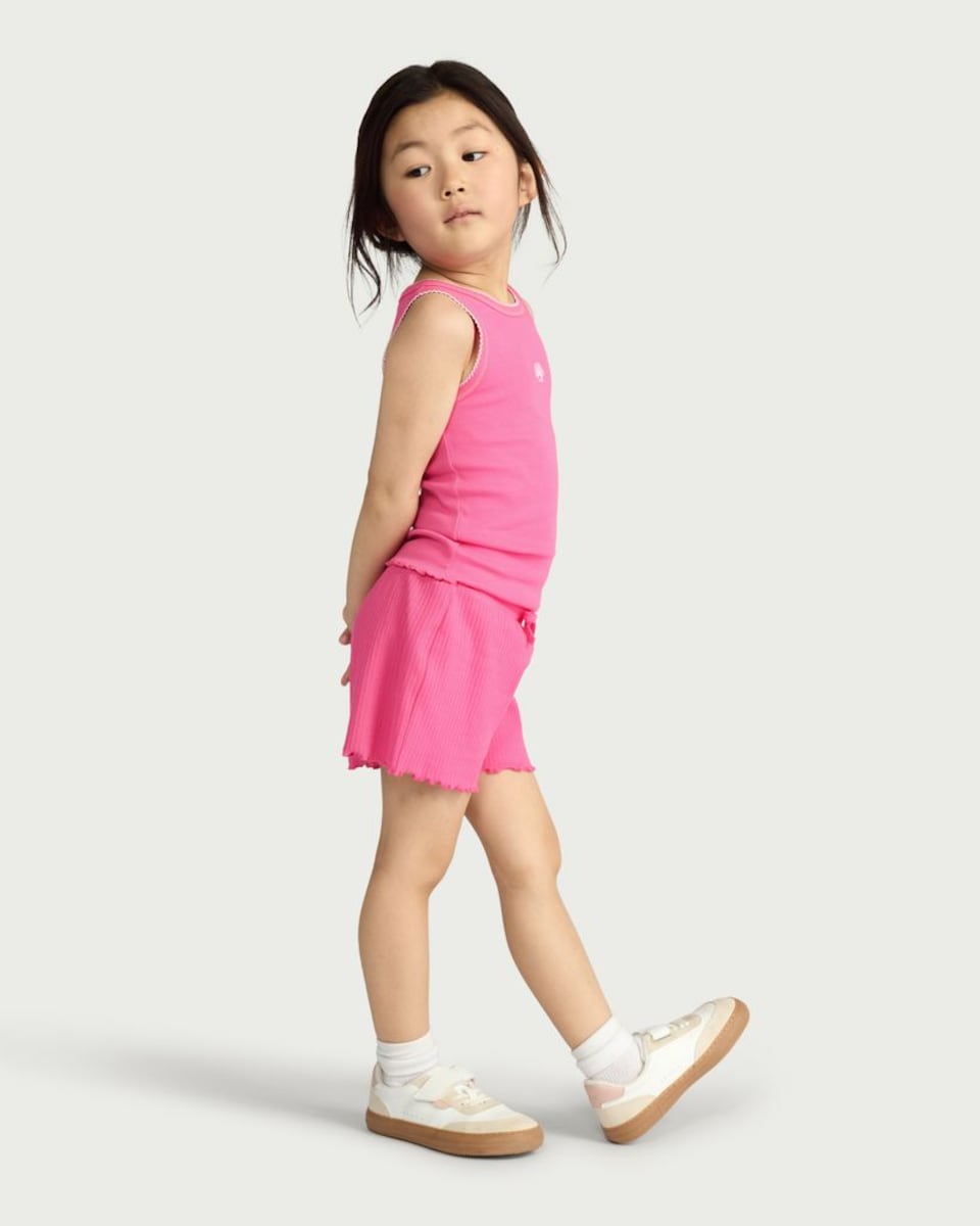 image 1 of F&F Girls 2-Pack Cotton Rich Ribbed Vest Tops in Multi Pink