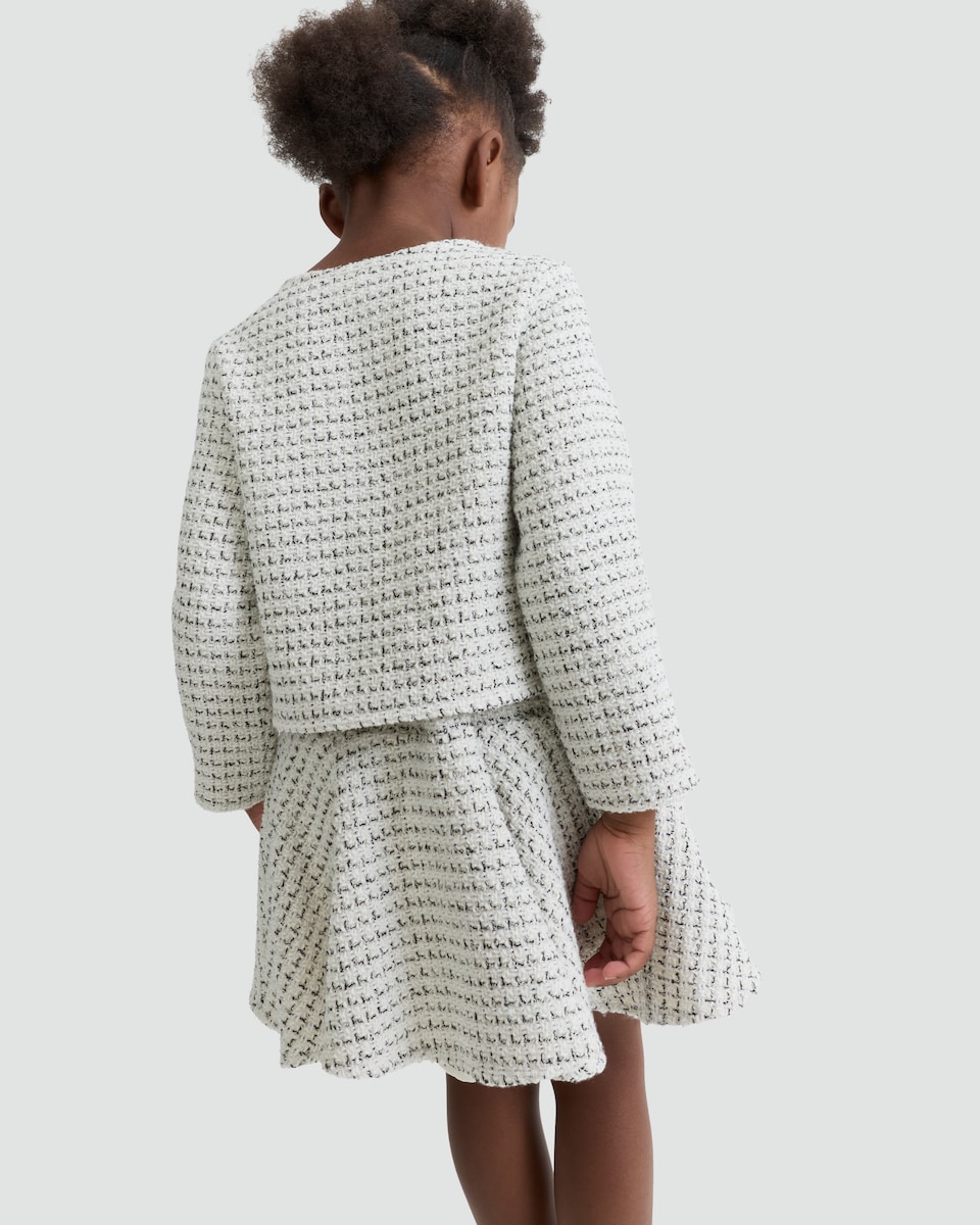 image 1 of F&F x Samantha Faiers 2-Piece Tweed Jacket and Skirt Set in Cream