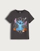 image 4 of Disney Stitch Cotton Rich Halloween T-Shirt in Grey