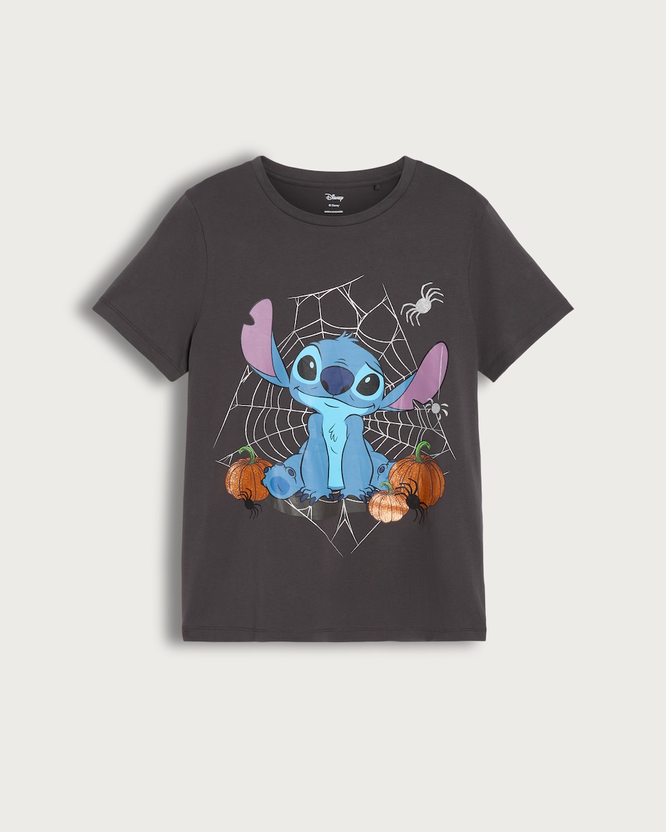 Disney Stitch Cotton Rich Halloween T-Shirt in Grey