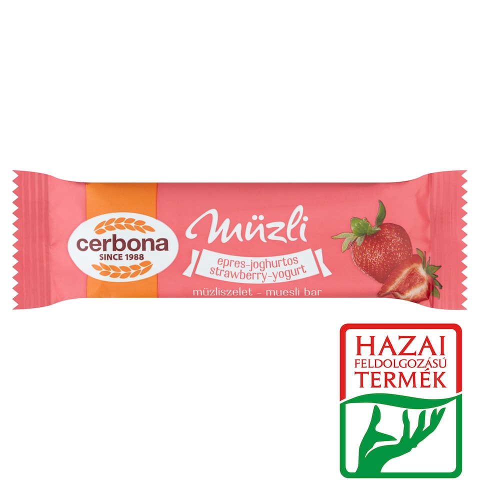 Cerbona epres-joghurtos müzliszelet epres bevonó talppal 20 g 1. kép