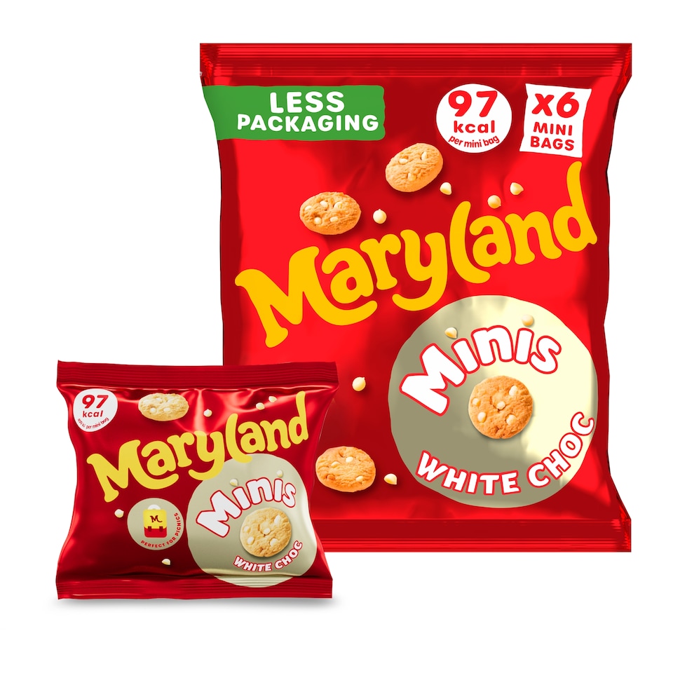 image 1 of Maryland 6 Mini White Choc Cookie Bags 118.8g