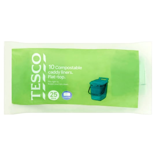 Tesco Flat Top Compostable Caddy Liners 10 Pack 25L Tesco Groceries
