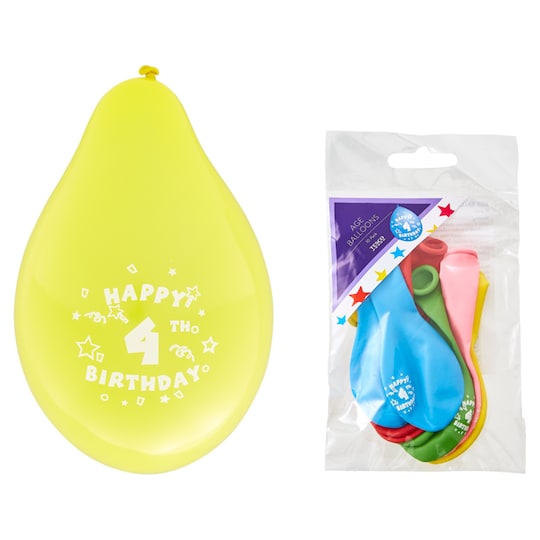 Tesco 10 Pack Happy Birthday Balloons Age 4 Tesco Groceries