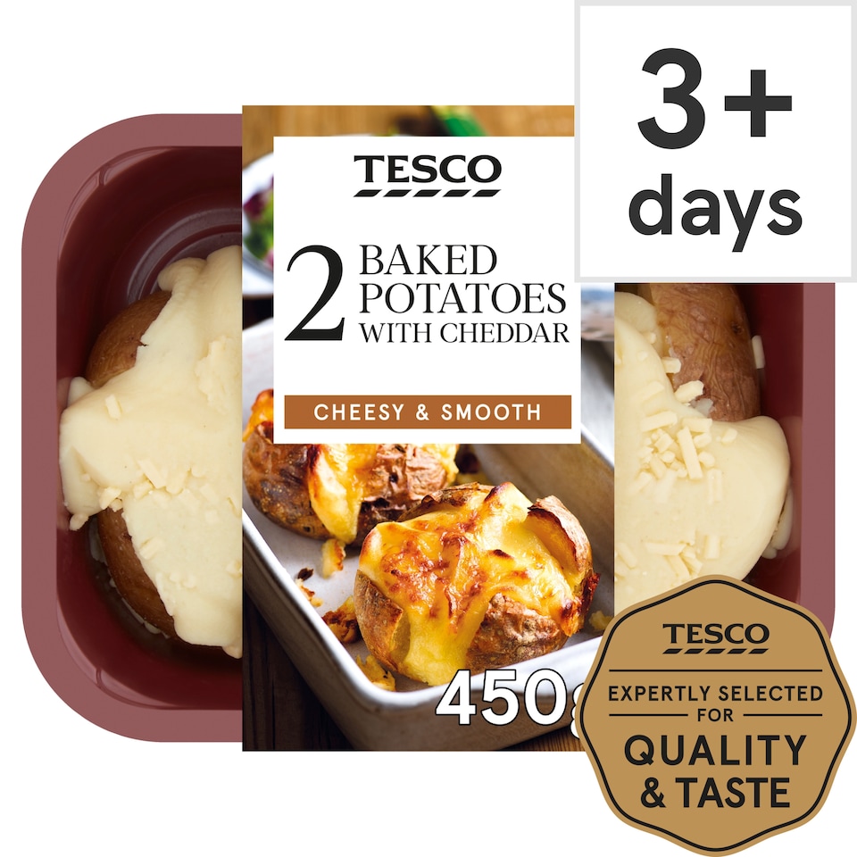 Tesco 2 Baked Potatoes With Cheddar 450G